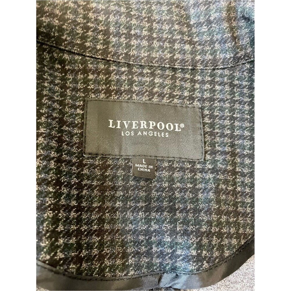 Liverpool Black & Navy Houndstooth Plaid Boyfriend Blazer – Size Large - Picture 2 of 4